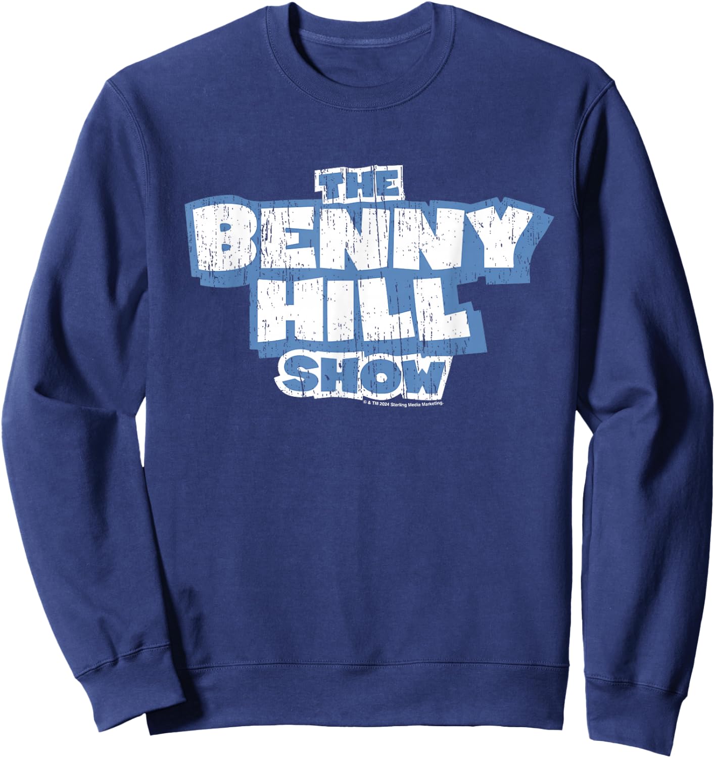 Benny Hill The Benny Hill Show Logo Distressed Sweatshirt - Sweatshirt | Navy