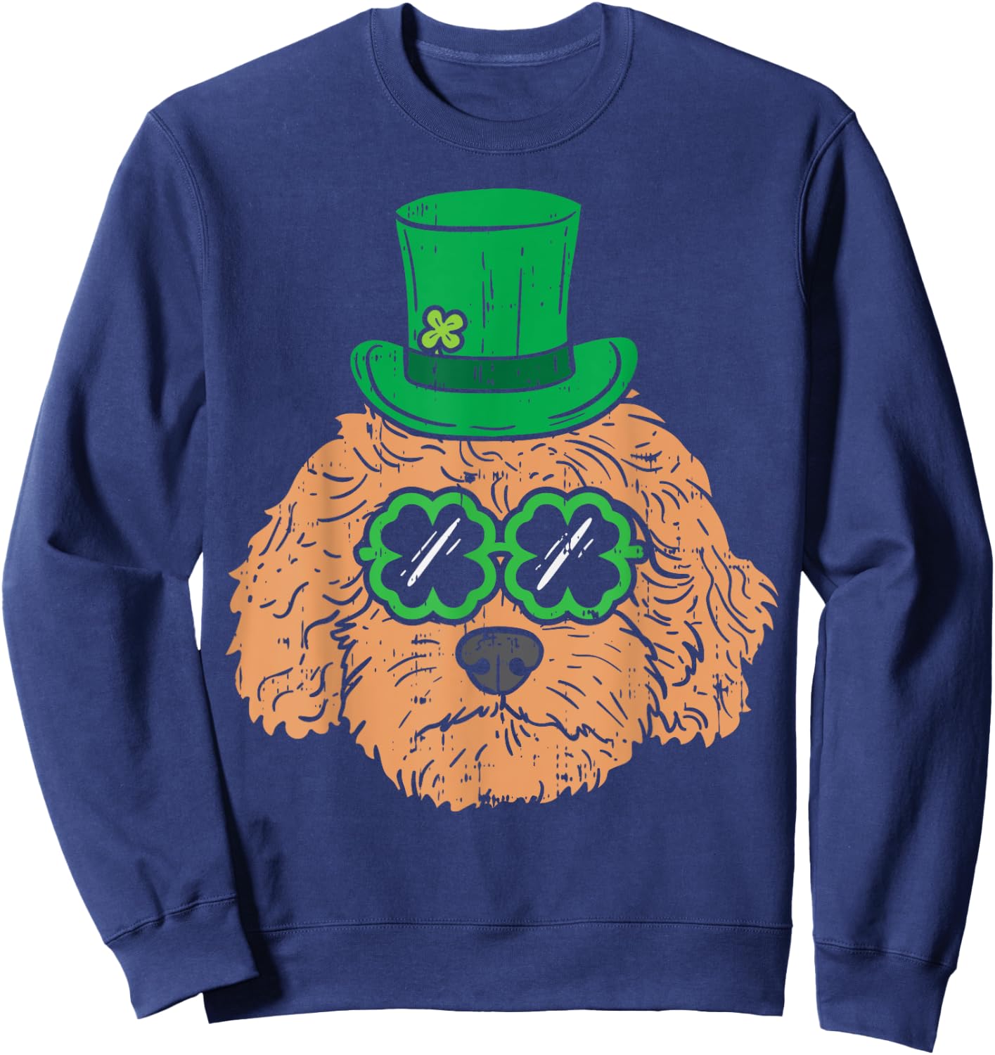 Irish Goldendoodle Doodle Dog Funny St Patricks Day Pet Gift Men Women Kids Sweatshirt - Sweatshirt | Navy