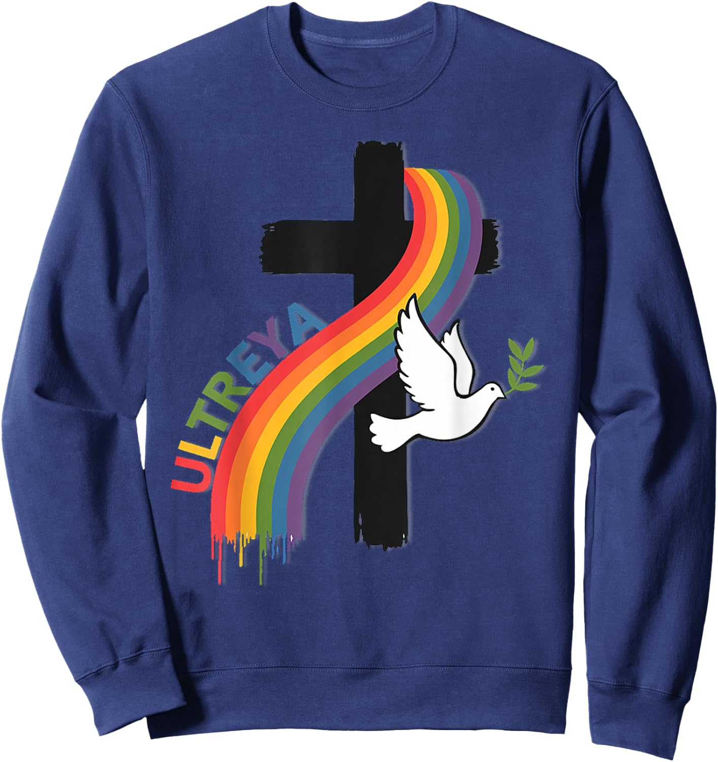 DeColores Cursillo Rainbow Rooster Catholic Sweatshirt - Sweatshirt | Navy