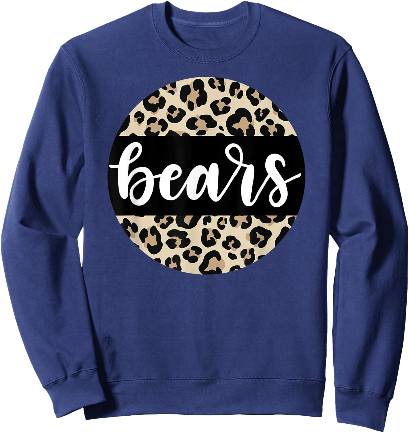 Leopard Print Bears Team Mascot School Spirit Game Night Sweatshirt - Sweatshirt | Navy