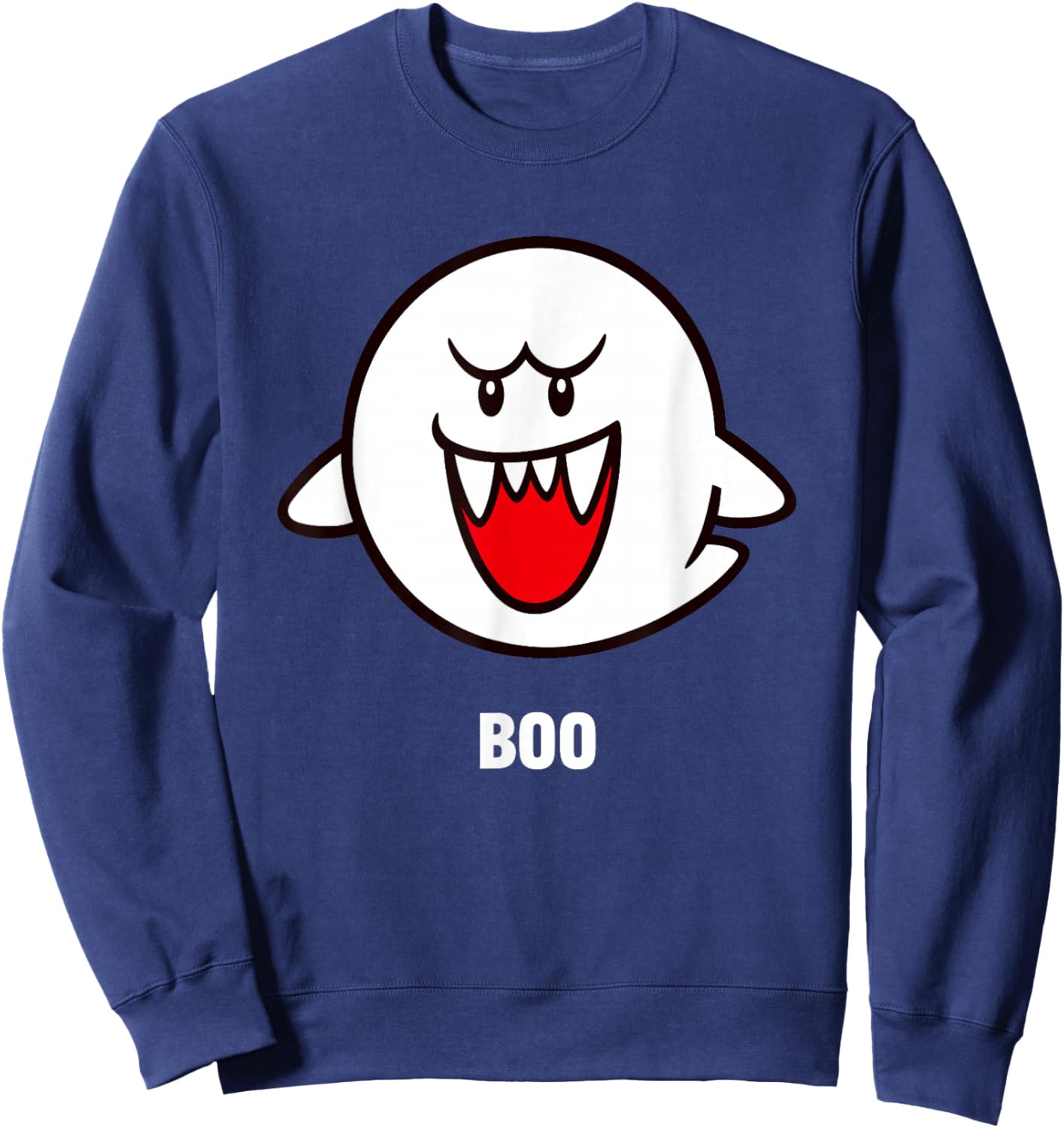 Super Mario Bros Boo Spooky Ghost Center Icon Sweatshirt - Sweatshirt | Navy