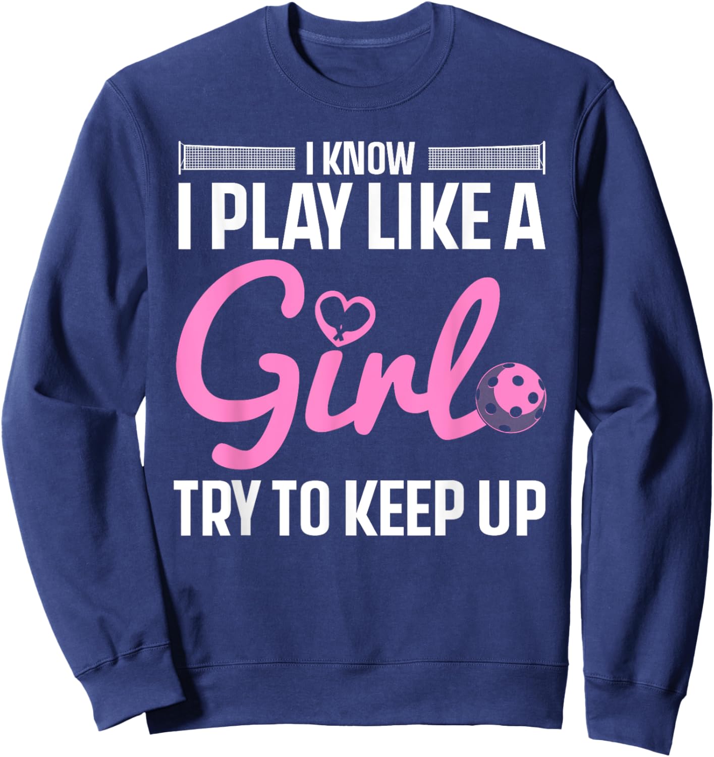 Unique Pickleball Design Girls Pickle Ball Player Sweatshirt - Sweatshirt | Navy