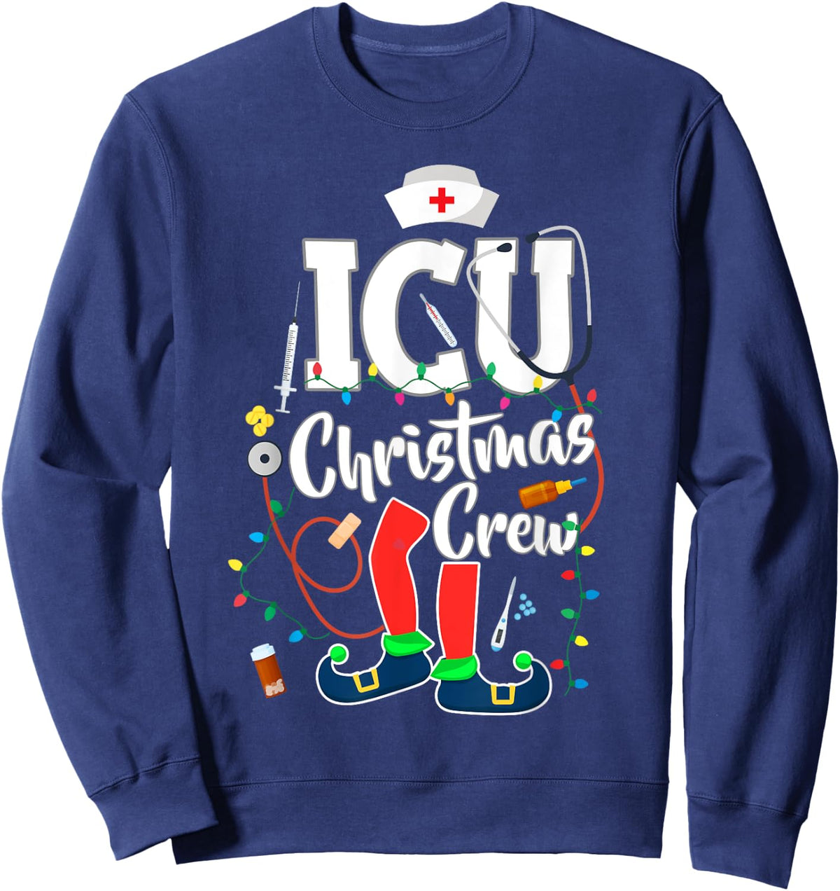 ICU Christmas Crew ICU Nurse Sweatshirt - Sweatshirt | Navy