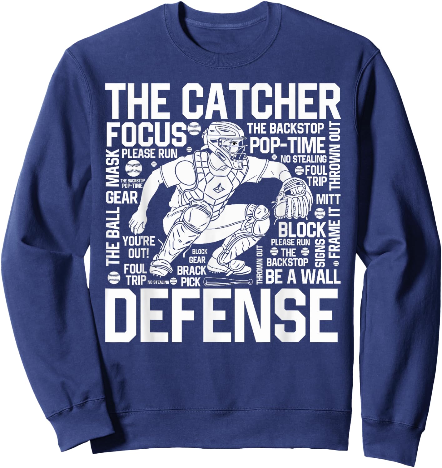 Baseball Softball Catcher Position Word Art Player Game Day Sweatshirt - Sweatshirt | Navy