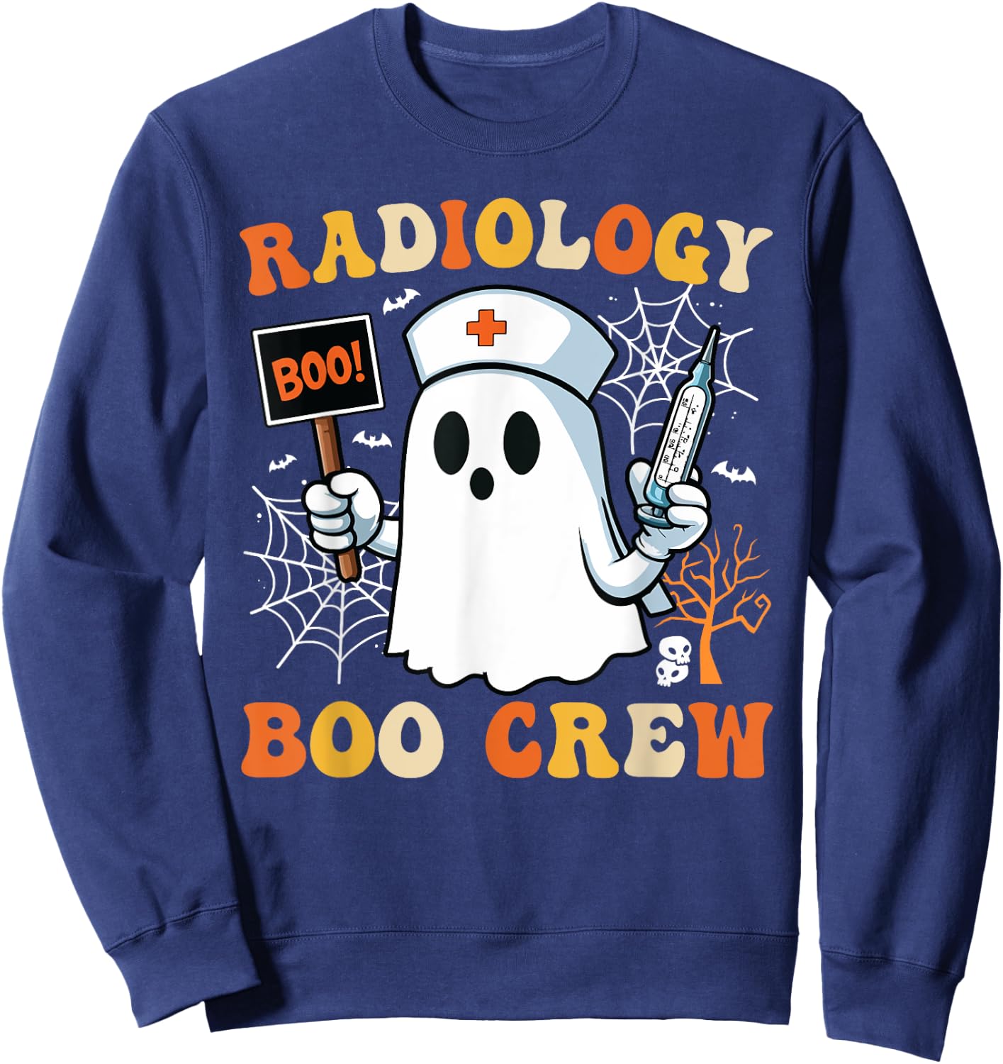Radiology Boo Crew Funny Spooky Nurse Halloween Costume Sweatshirt - Sweatshirt | Navy