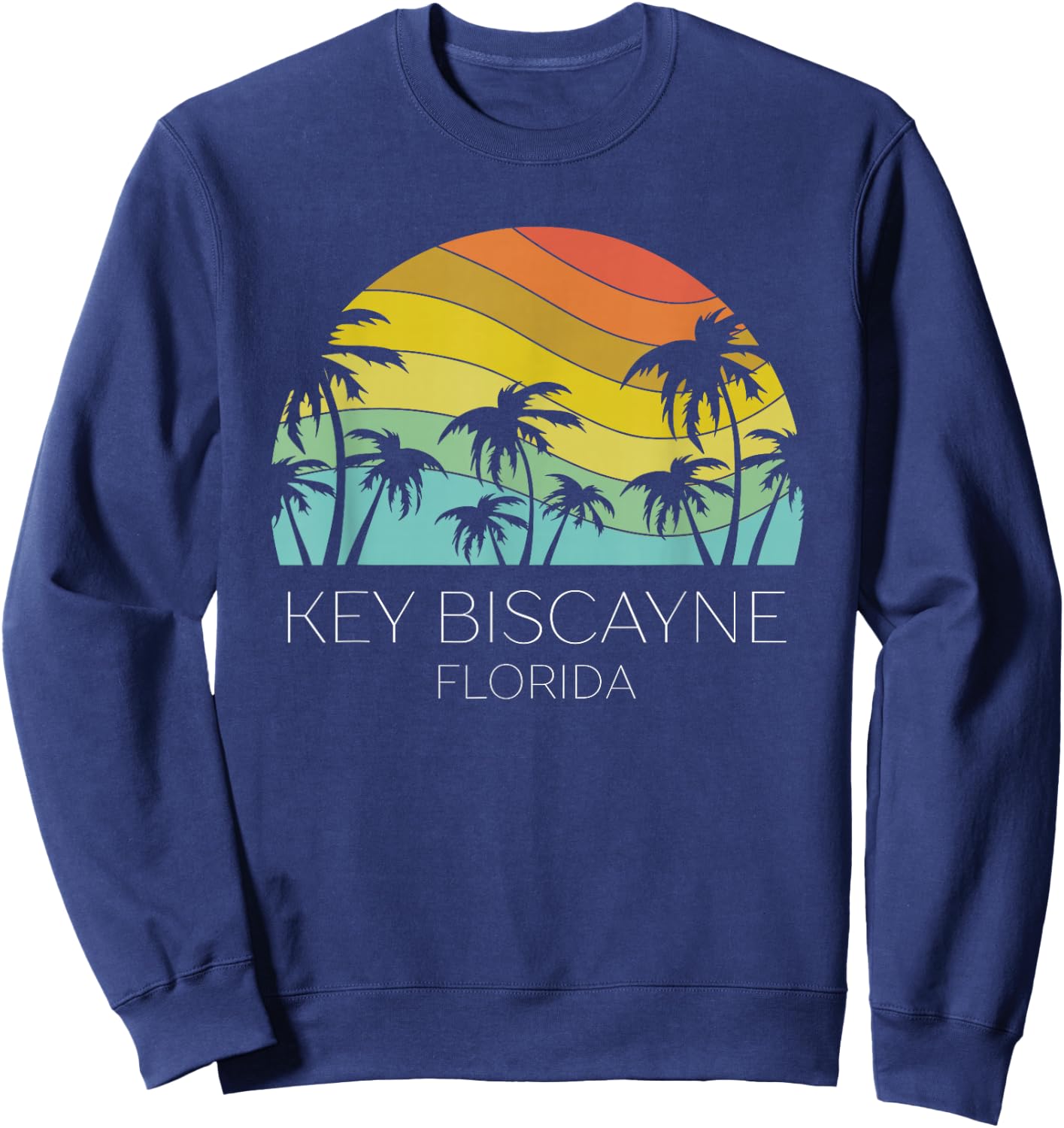 Key Biscayne Florida Beach Retro Souvenir Summer Keys Surf Sweatshirt - Sweatshirt | Navy