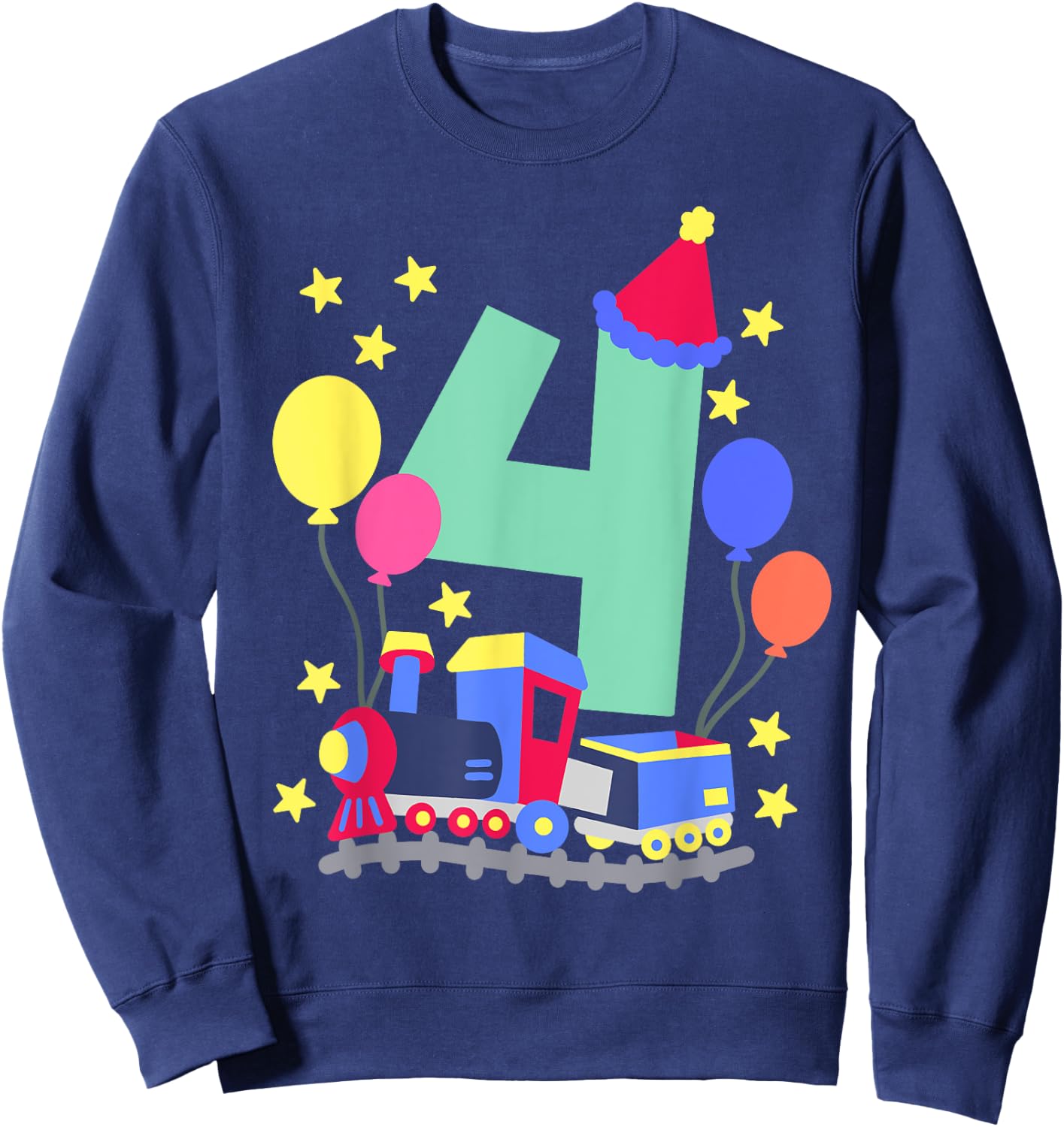 4th Birthday Train Lovers I'm 4 Boys Kids Four Years Old Sweatshirt - Sweatshirt | Navy