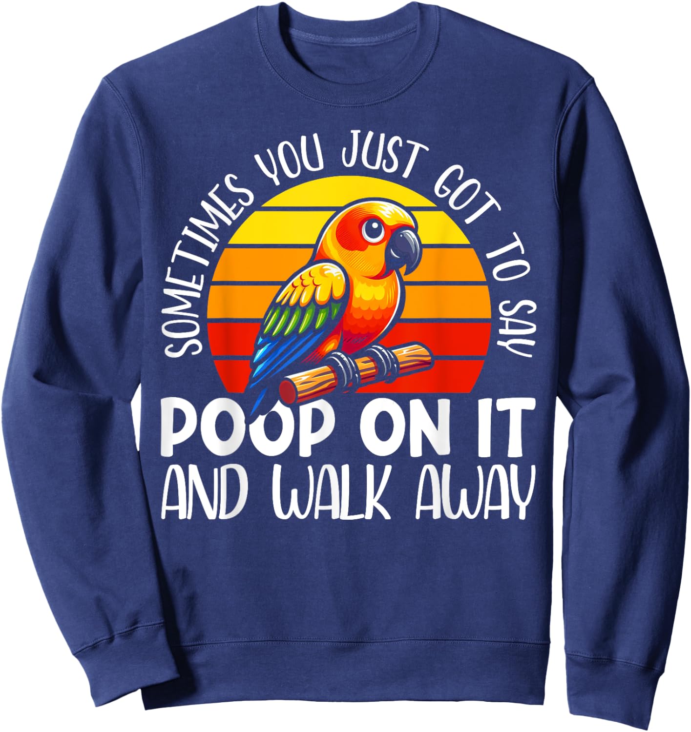 Sun Conure Parakeet - Adults, Kids - Black - Bird Print - Short Sleeve - - Small Sweatshirt - Sweatshirt | Navy