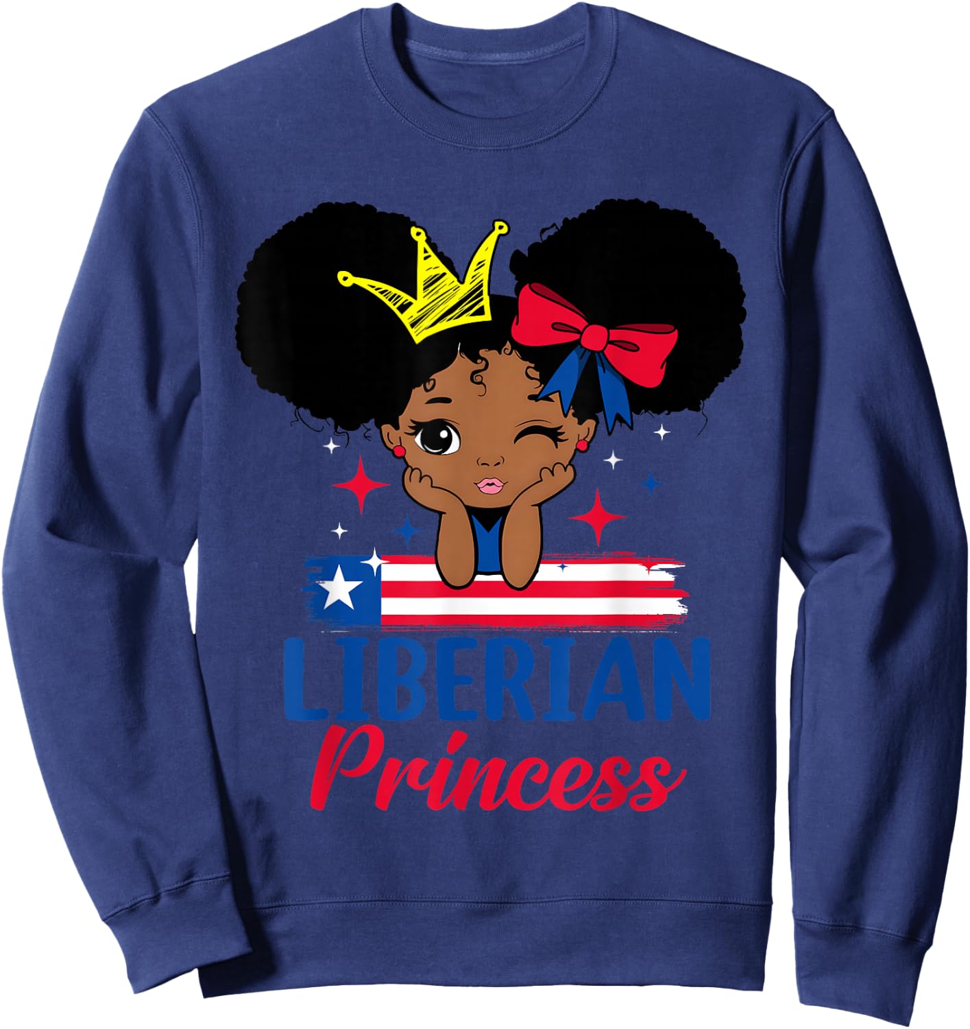 Liberian Princess Liberia Girl Melanin Cute Liberian Flag Sweatshirt - Sweatshirt | Navy