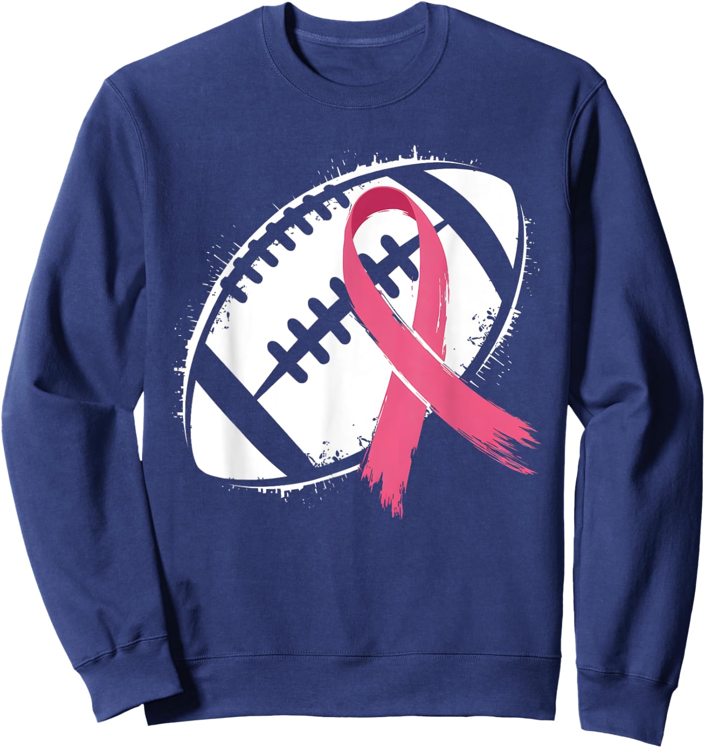 Tackle Cancer Pink Ribbon Football Breast Cancer Awareness Sweatshirt - Sweatshirt | Navy