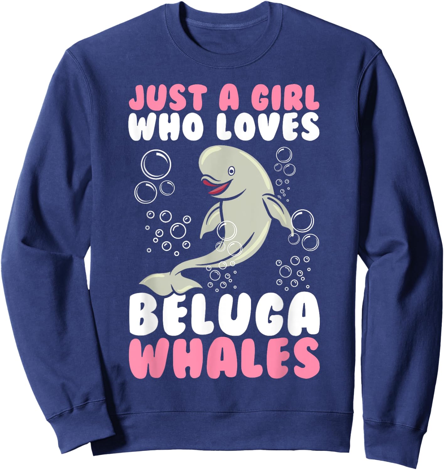 Beluga Whale Art Girls Kids Beluga Whale Lover Sweatshirt - Sweatshirt | Navy