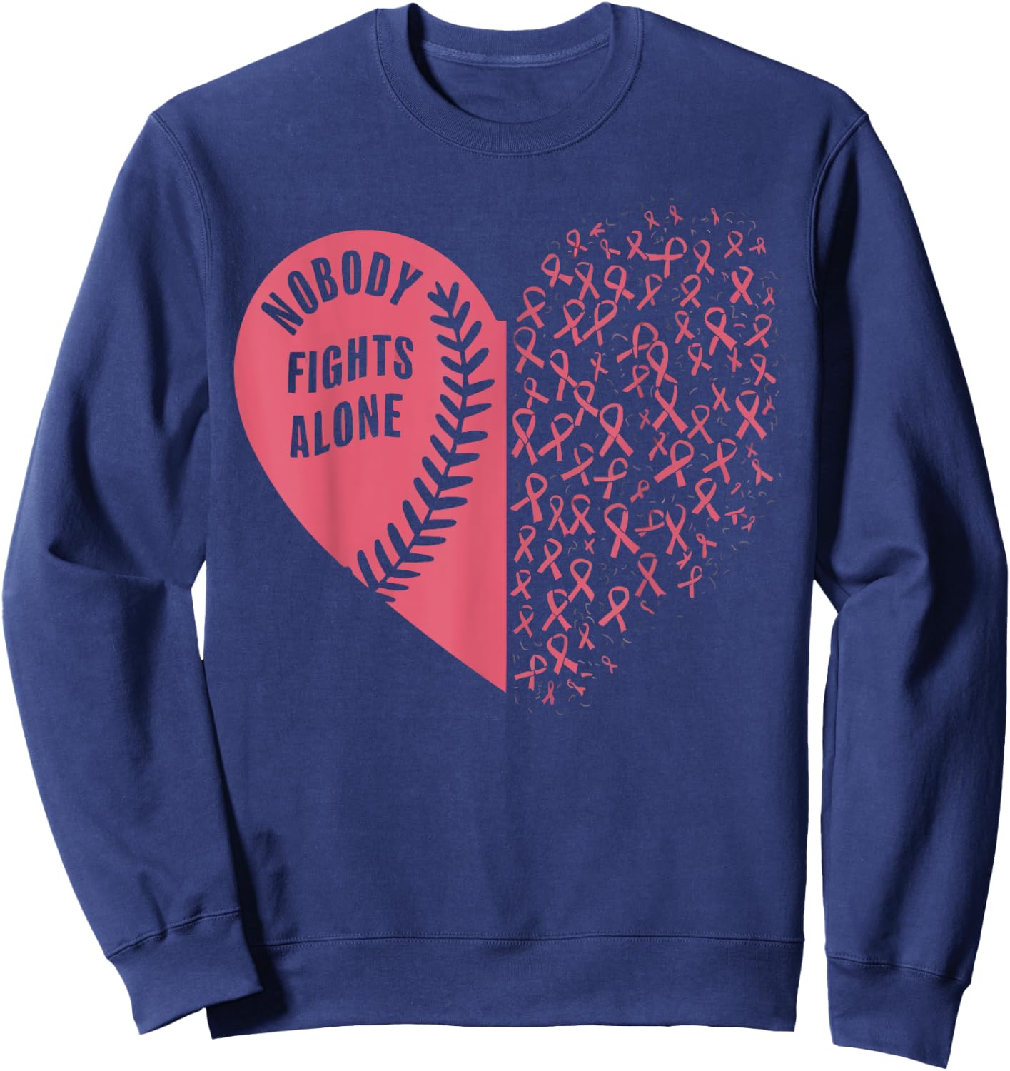 Baseball Breast Cancer Awareness Month Pink Ribbon Sweatshirt - Sweatshirt | Navy