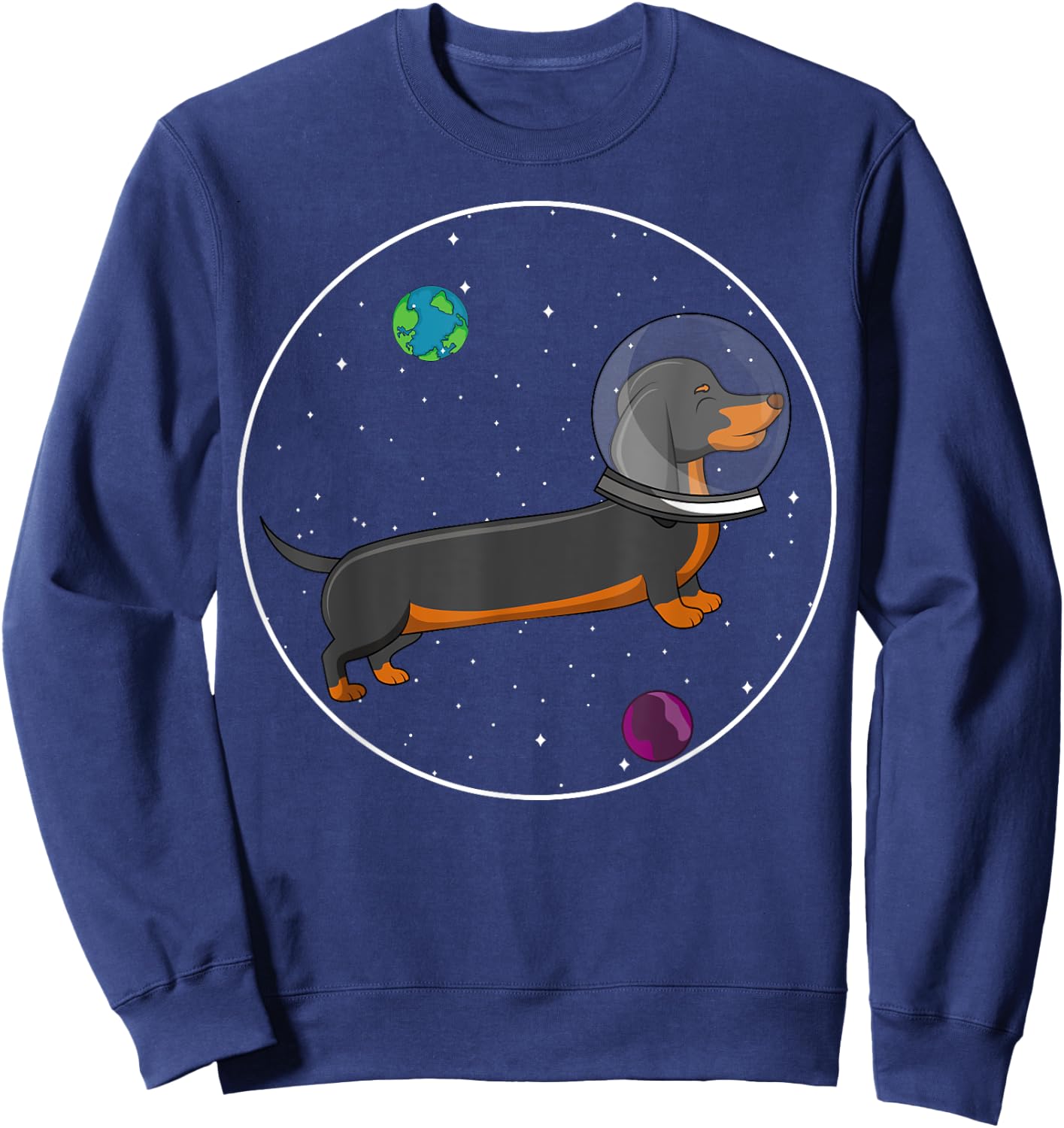 Astronaut Space Dachshund Dog Lover Women Kids Sweatshirt - Sweatshirt | Navy