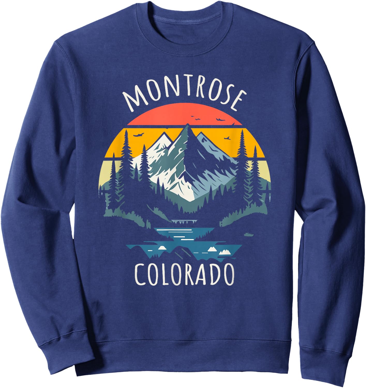 Montrose Colorado USA Retro Style Mountain Design Sweatshirt - Sweatshirt | Navy