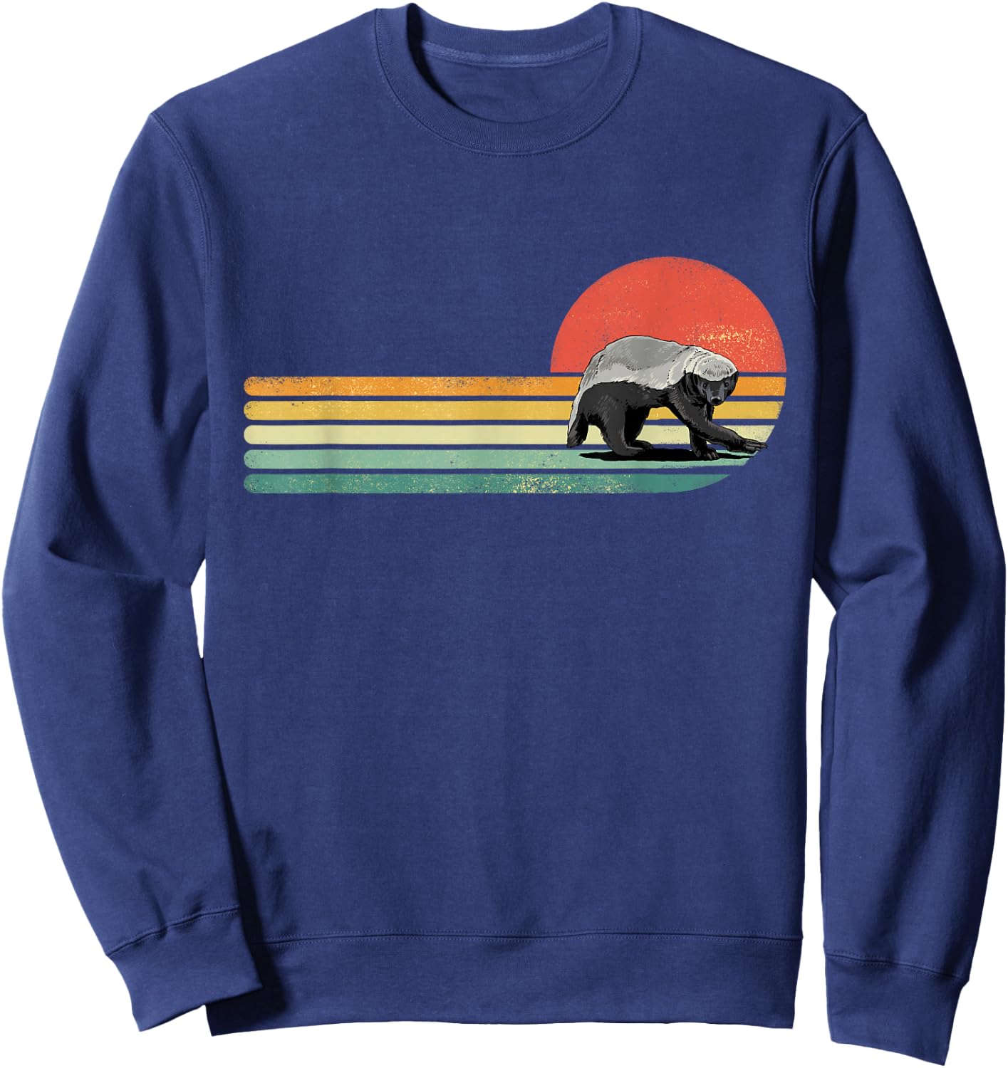 Honey Badger Shirt Retro Style Wild Animal Lover Zookeeper Sweatshirt - Sweatshirt | Navy