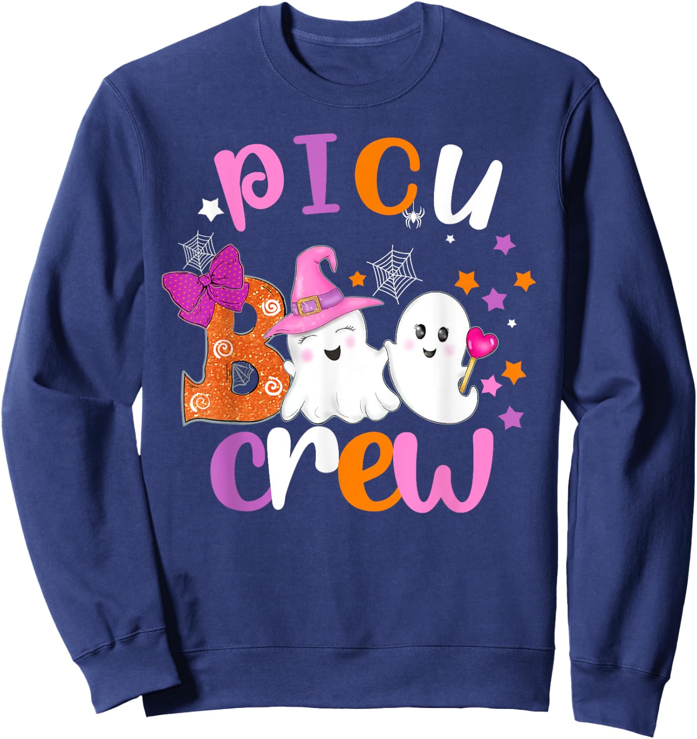 PICU Boo Crew Halloween matching shirts for PICU nurses Sweatshirt - Sweatshirt | Navy