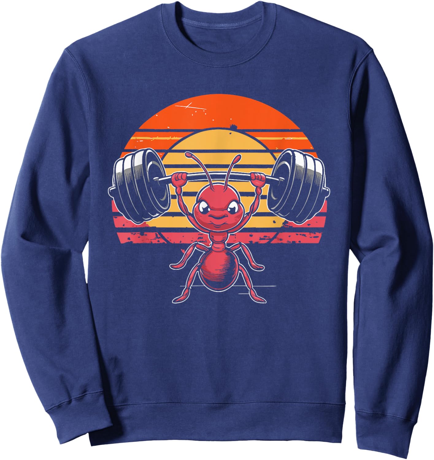 Ant Barbell Workout - Funny Graphic Gym Weightlifting Sweatshirt - Sweatshirt | Navy