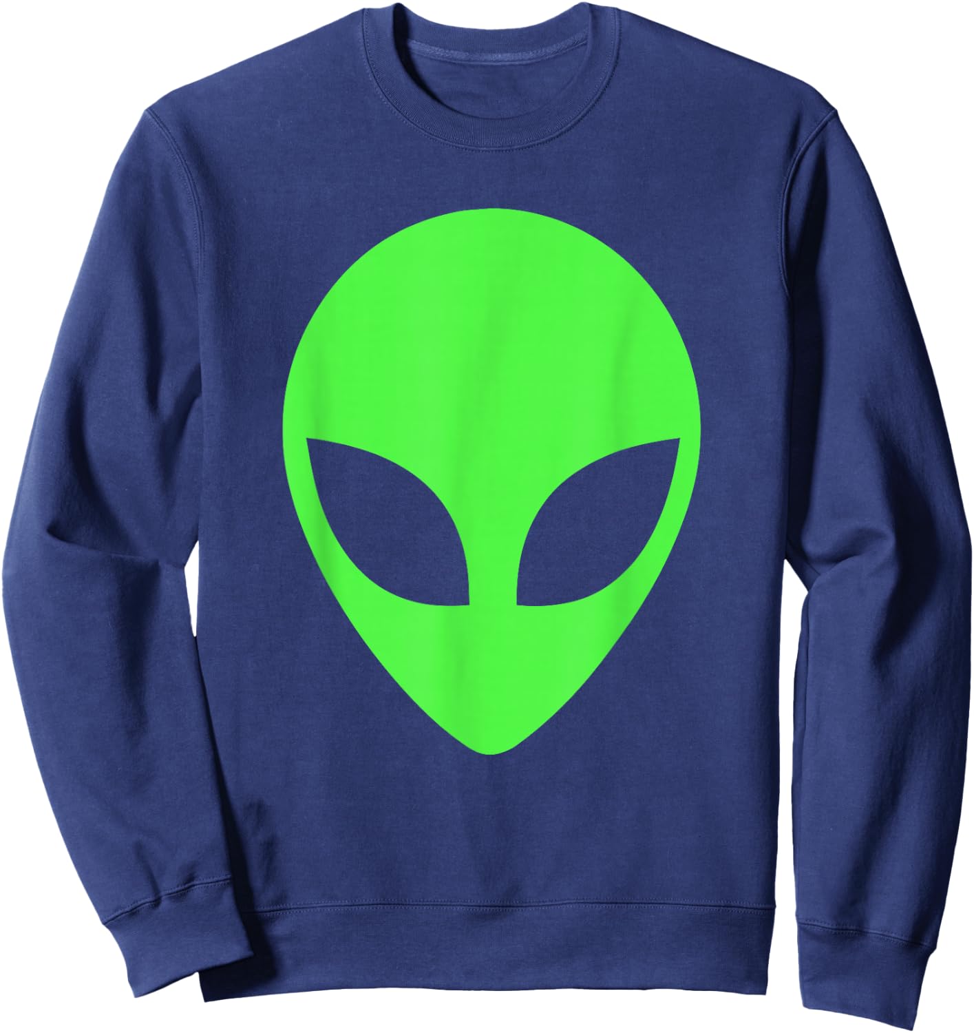 Green Alien Head Apparel 90's Style Clothing Funny Alien Sweatshirt - Sweatshirt | Navy