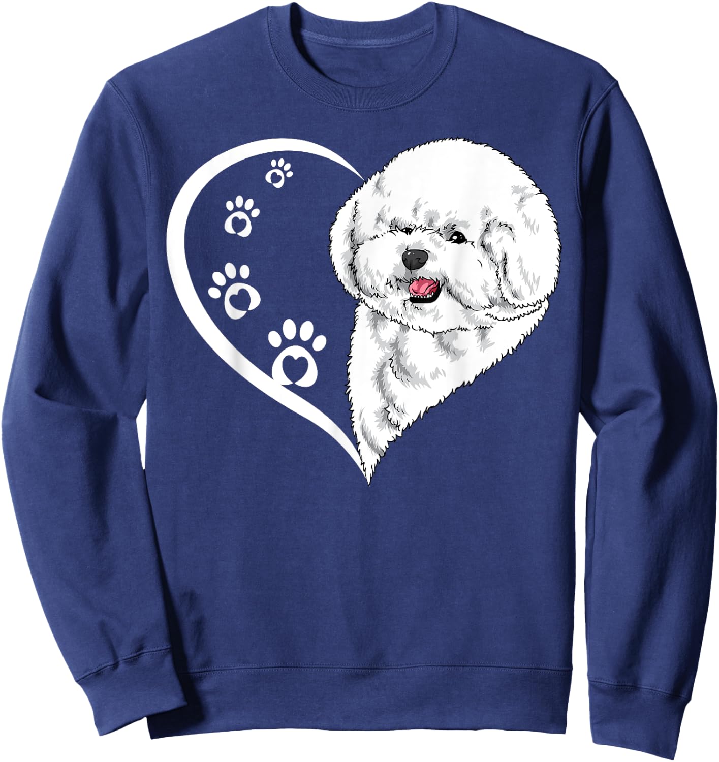 Bichon Frise Shirts Girls Heart Cute Bichon Frise Sweatshirt - Sweatshirt | Navy