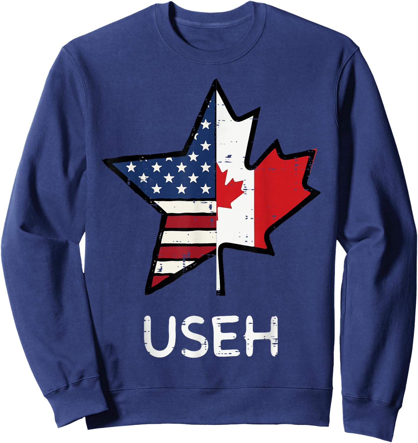 US Flag Canada Maple Leaf USEH 4th of July Men Women Kids Sweatshirt - Sweatshirt | Navy