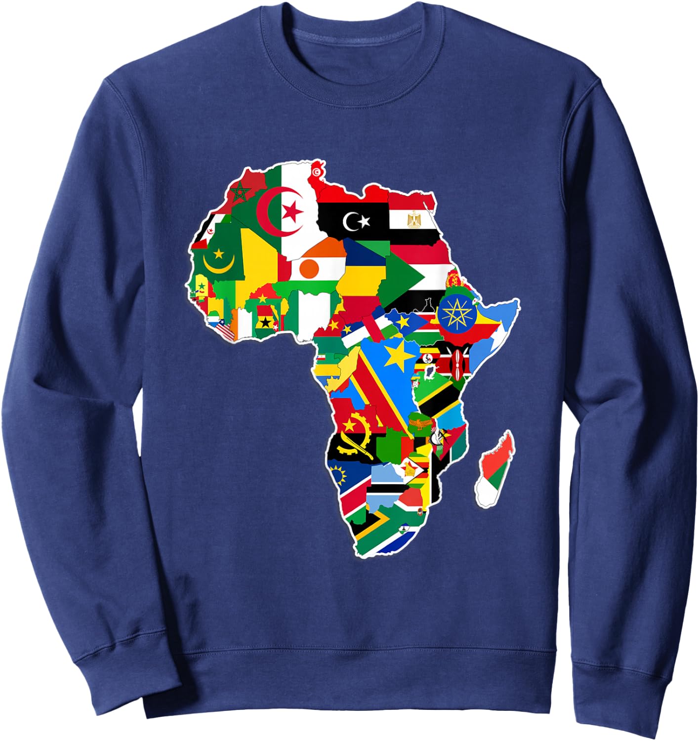 Africa Pride - Map of African Continent with Flags Sweatshirt - Sweatshirt | Navy
