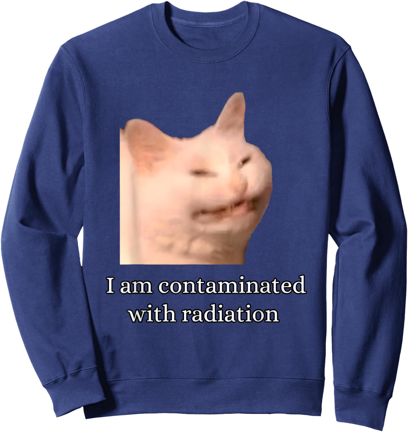 I Am Contaminated With Radiation Funny Ironic Cat Meme Men Women Sweatshirt - Sweatshirt | Navy