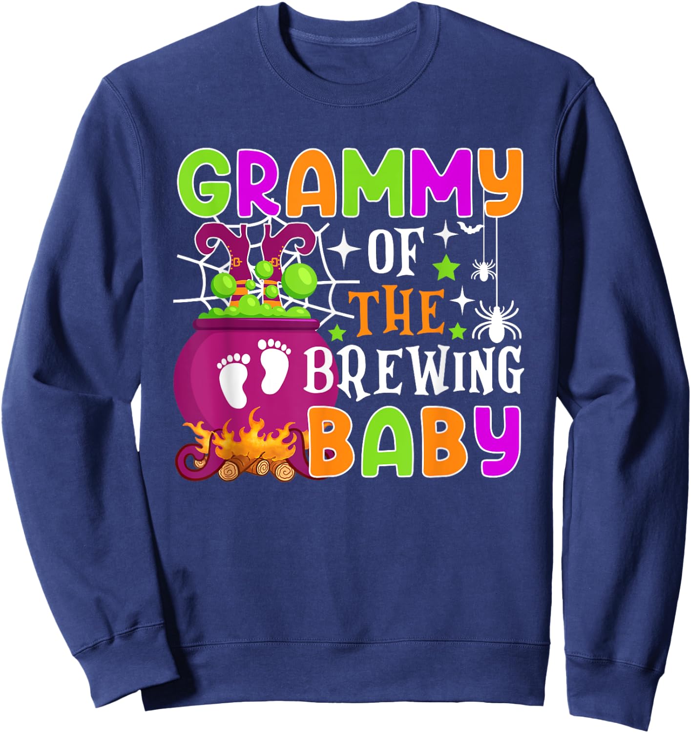 Grammy of Brewing Baby Halloween Theme Baby Shower Spooky Sweatshirt - Sweatshirt | Navy