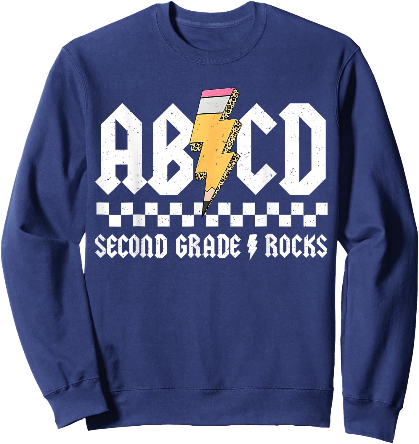 ABCD Second Grade Rocks Pencil Lightning Back To School 2024 Sweatshirt - Sweatshirt | Navy