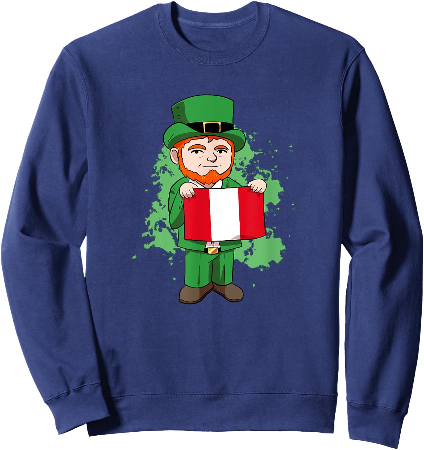 Peru Perú Proud Peruvian Flag St. Patricks Day Leprechaun Sweatshirt - Sweatshirt | Navy