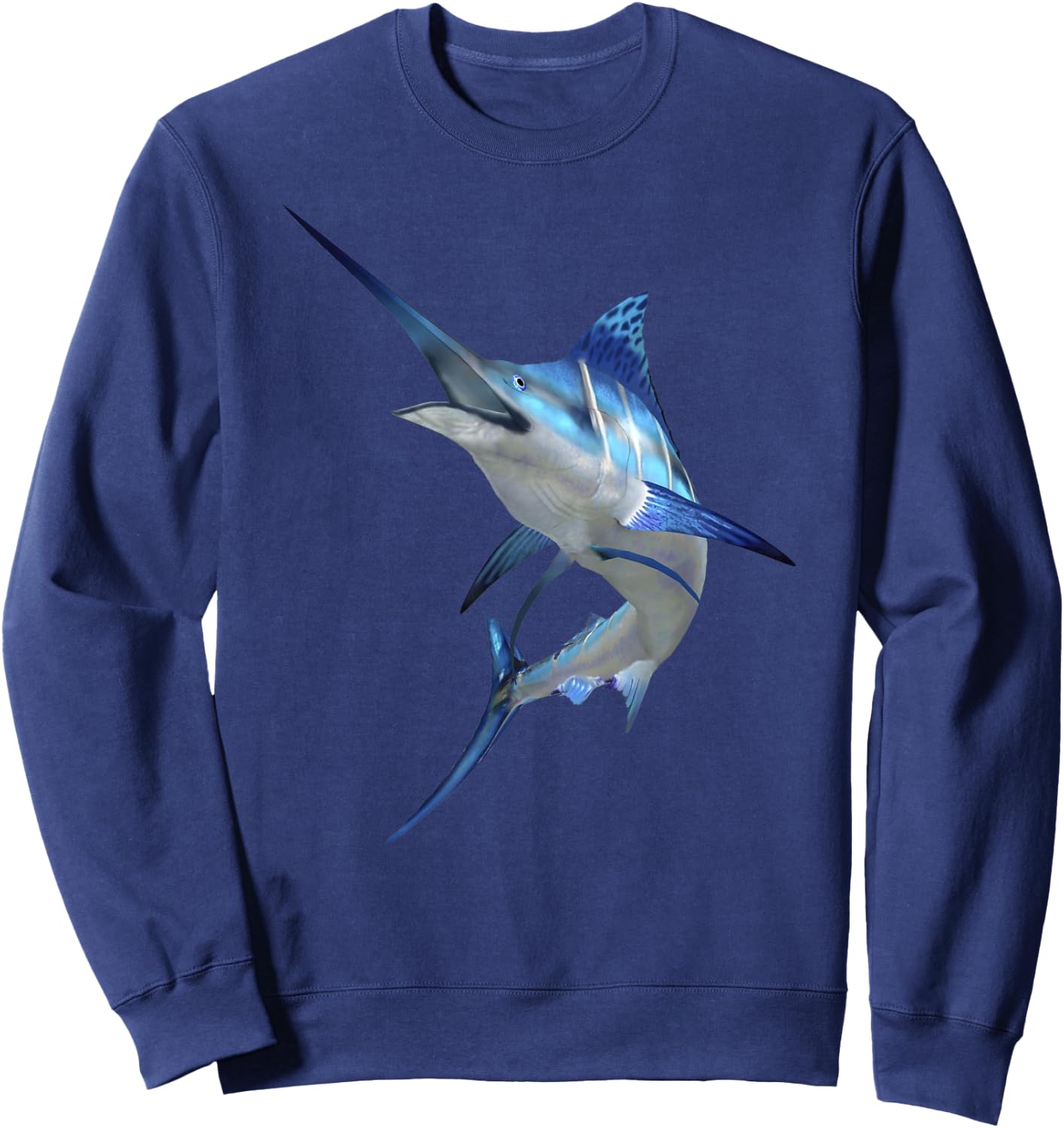 Beautiful Blue Marlin Fishing Short Sleeve Sweatshirt - Sweatshirt | Navy