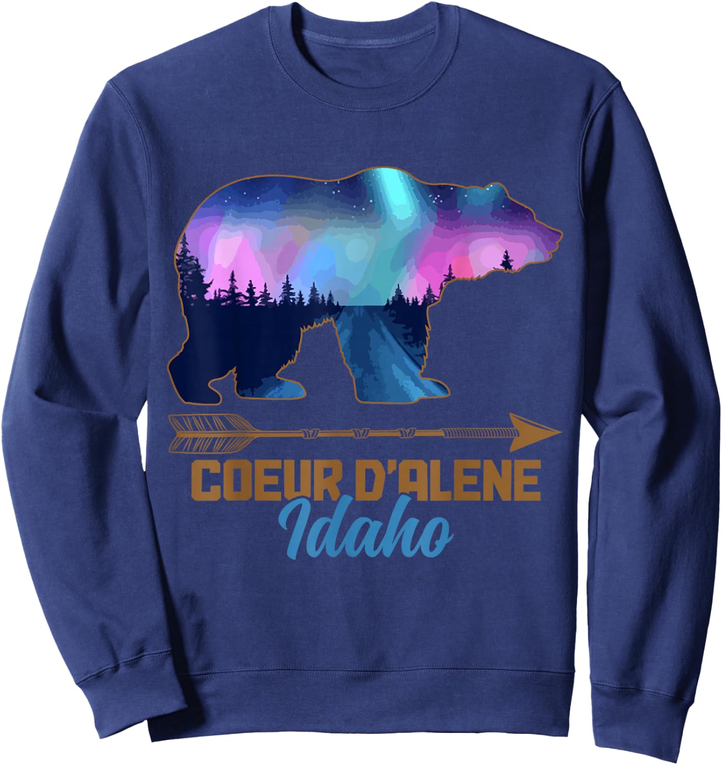 Coeur D'Alene Idaho Bear Pride Vintage Souvenir Sweatshirt - Sweatshirt | Navy