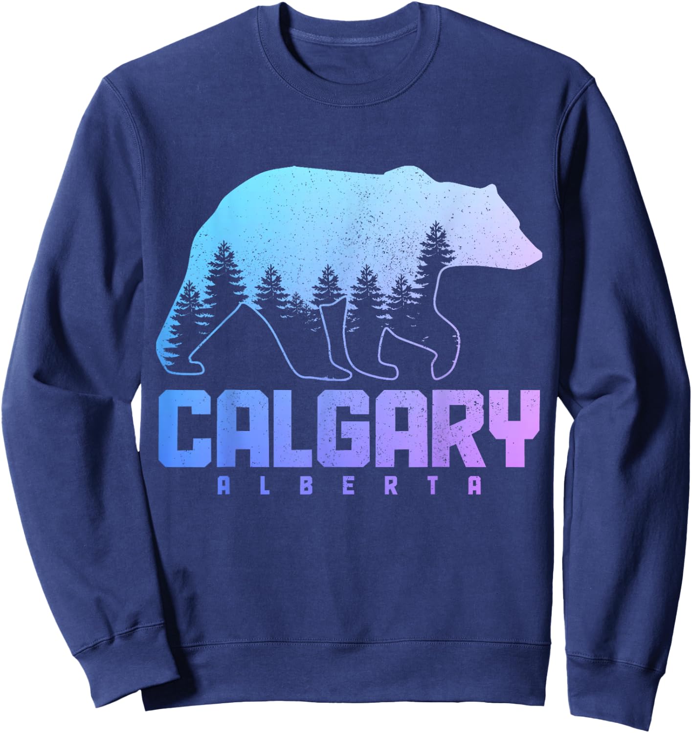 Calgary Alberta Canada Bear Grizzly Pride Outdoor Vintage Sweatshirt - Sweatshirt | Navy
