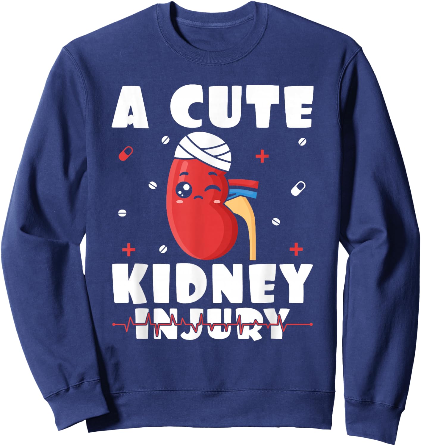 A Cute Kidney Injury Dialysis Nurse Nephrology Nursing Sweatshirt - Sweatshirt | Navy