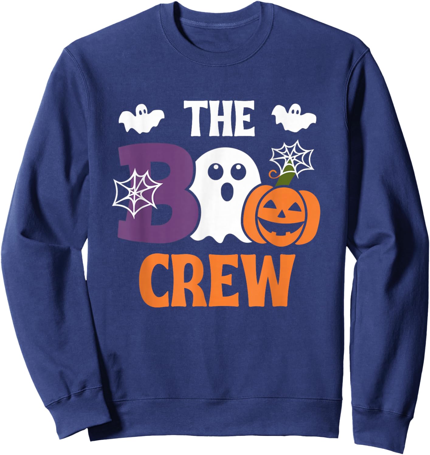 The Boo Crew Cute Halloween Ghost Pumpkin Bat Kids & Adults Sweatshirt - Sweatshirt | Navy