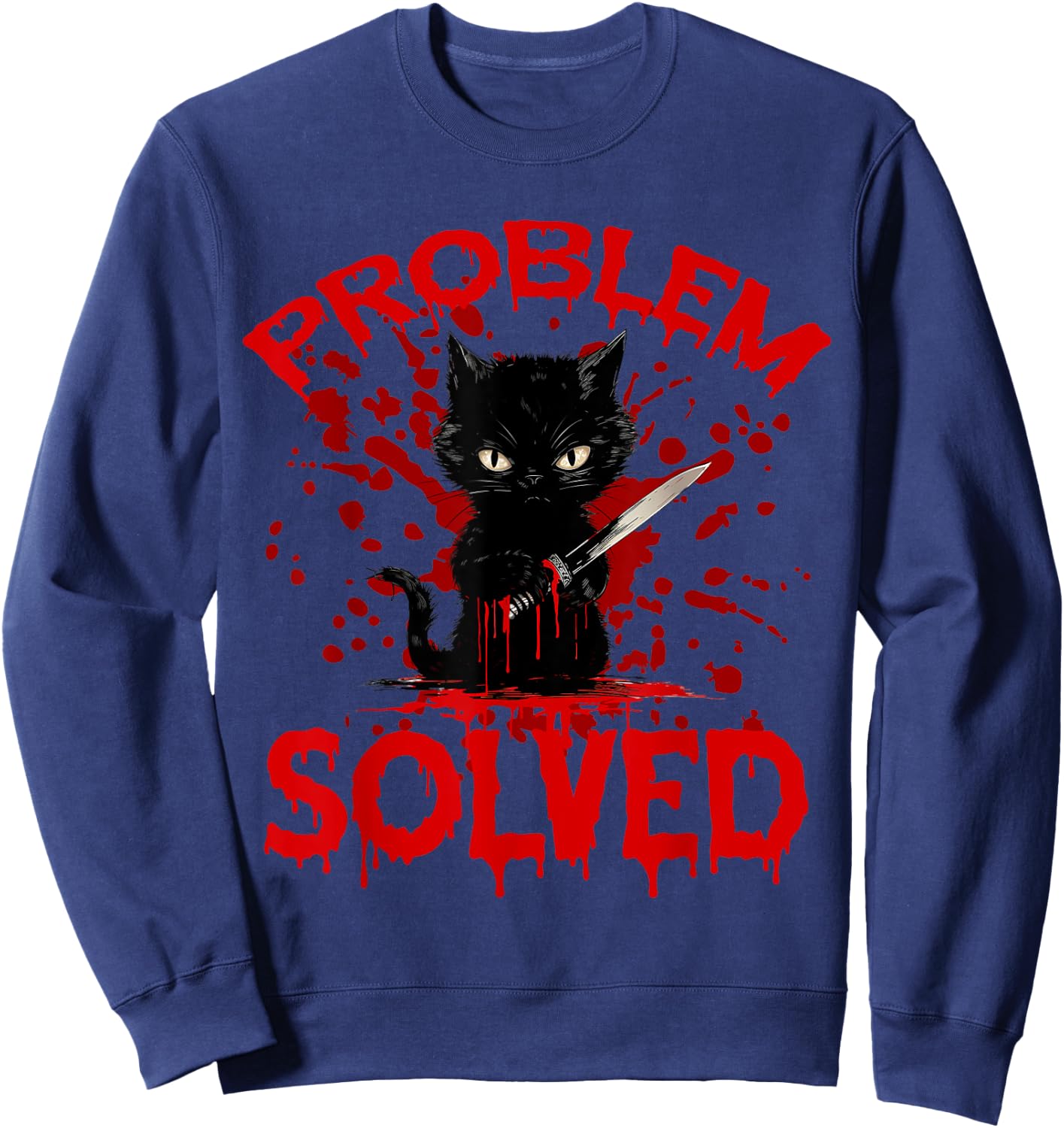 Problem Solved Black cat Women Sweatshirt - Sweatshirt | Navy