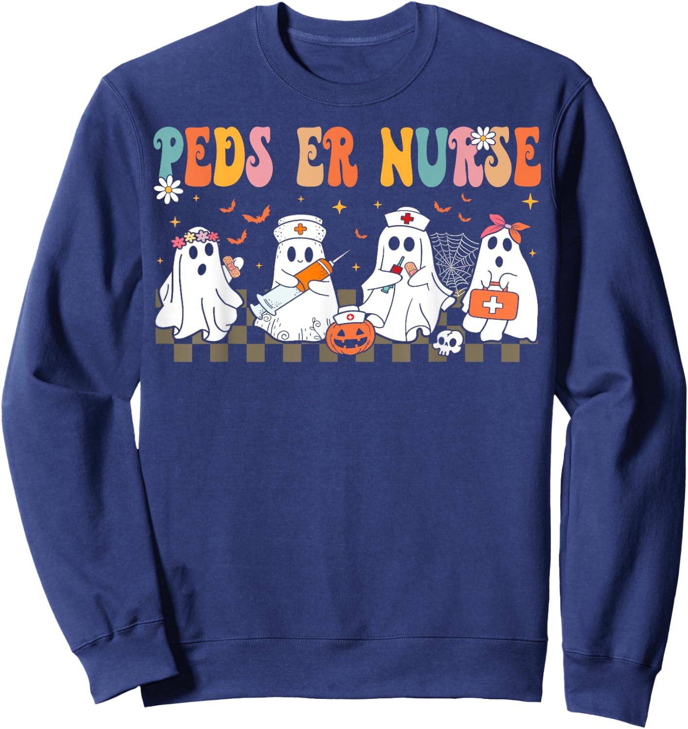 PEDS Emergency Department Halloween RN ER Pediatric ED Nurse Sweatshirt - Sweatshirt | Navy