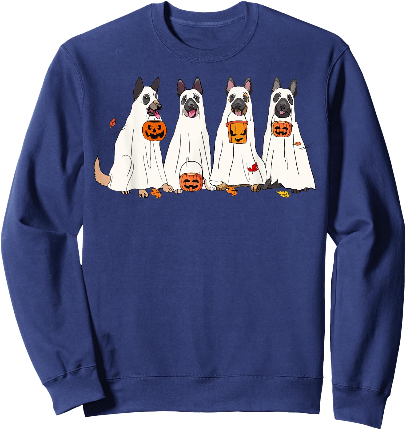 Dog Halloween Trick Or Treat Boo Ghost Pumpkin Malinois Dogs Men Women Kids Sweatshirt - Sweatshirt | Navy