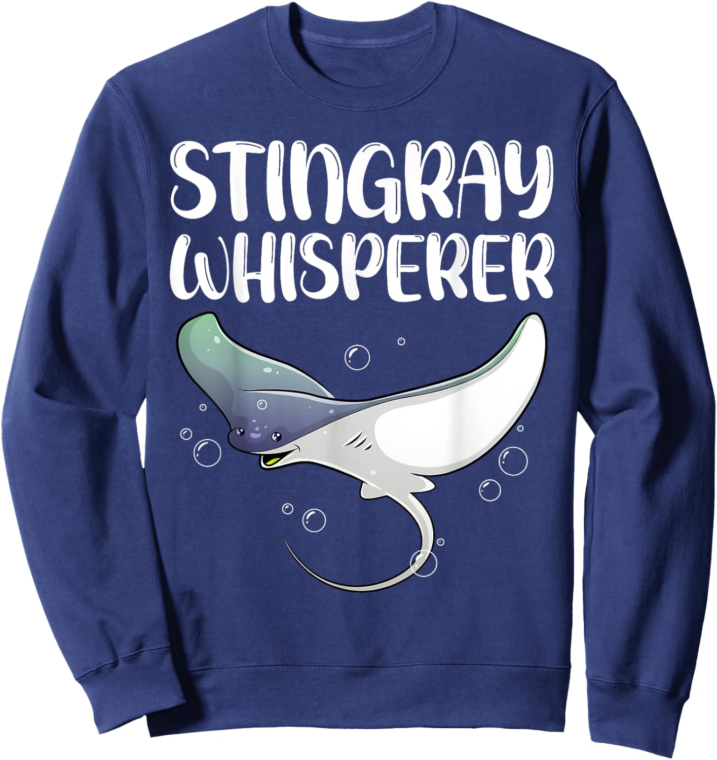 Cute Stingray Design Women Kids Fish Stingray Lovers Sweatshirt - Sweatshirt | Navy