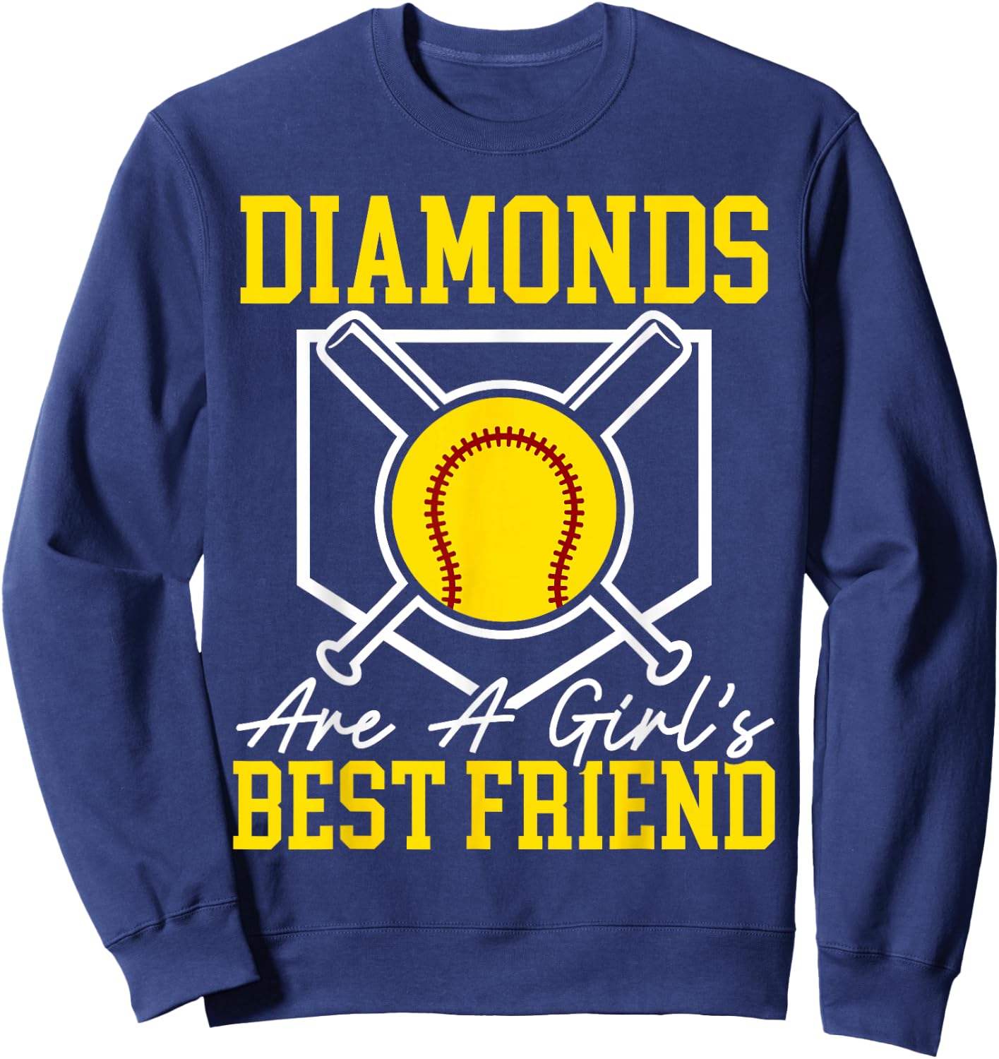 Diamonds Are A Girl's Best Friend Softball Player Sweatshirt - Sweatshirt | Navy