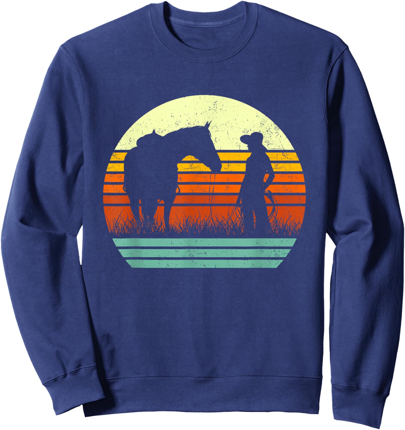 Retro Horse Lover & Girl I Love My Horses Sweatshirt - Sweatshirt | Navy