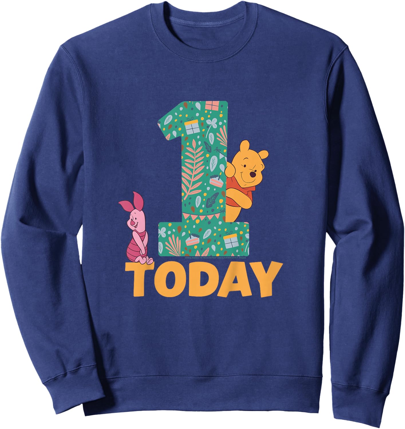 Disney Winnie the Pooh & Piglet Birthday 1 Year Old Today Sweatshirt - Sweatshirt | Navy