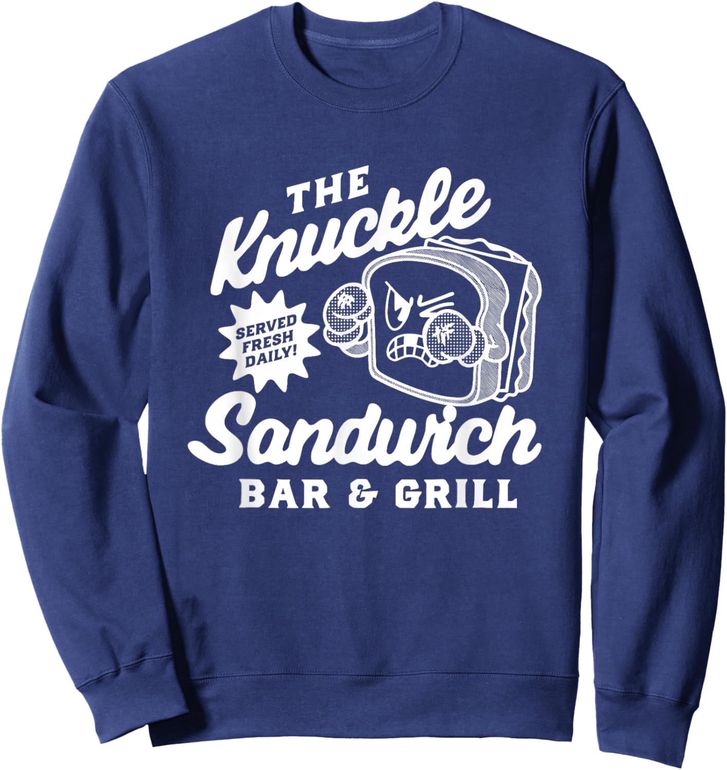 The Knuckle Sandwich Bar & Grill Fighting Joke Bar Dad Sweatshirt - Sweatshirt | Navy