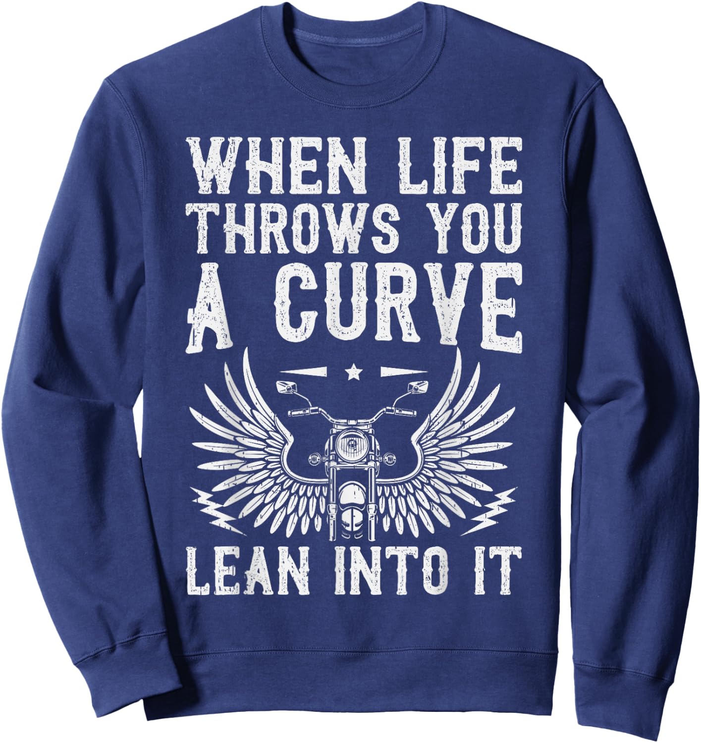 Funny Biker Art Women Motorcycle Motorbike Rider Sweatshirt - Sweatshirt | Navy