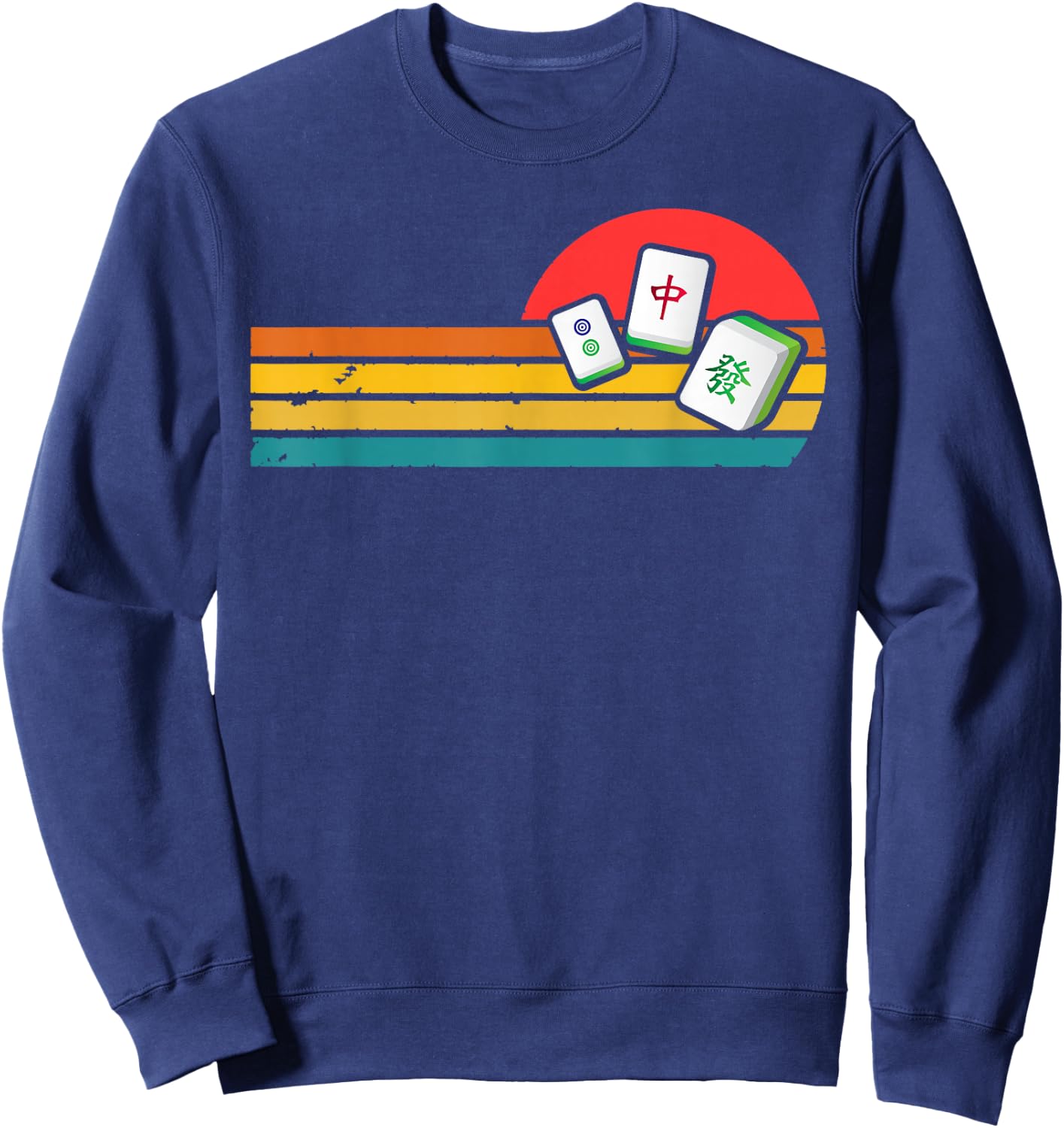 Mahjong Chinese 80s Retro Mah Jongg Sweatshirt - Sweatshirt | Navy