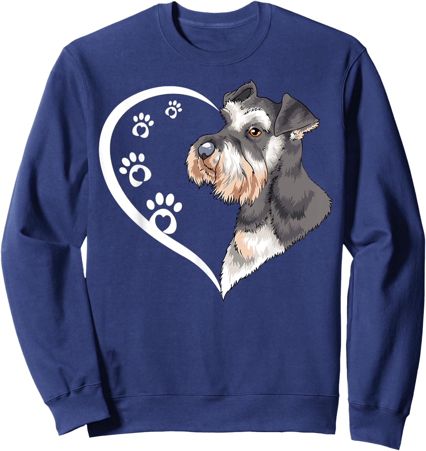 Miniature Schnauzer Shirts Girls Kids Heart Cute Sweatshirt - Sweatshirt | Navy