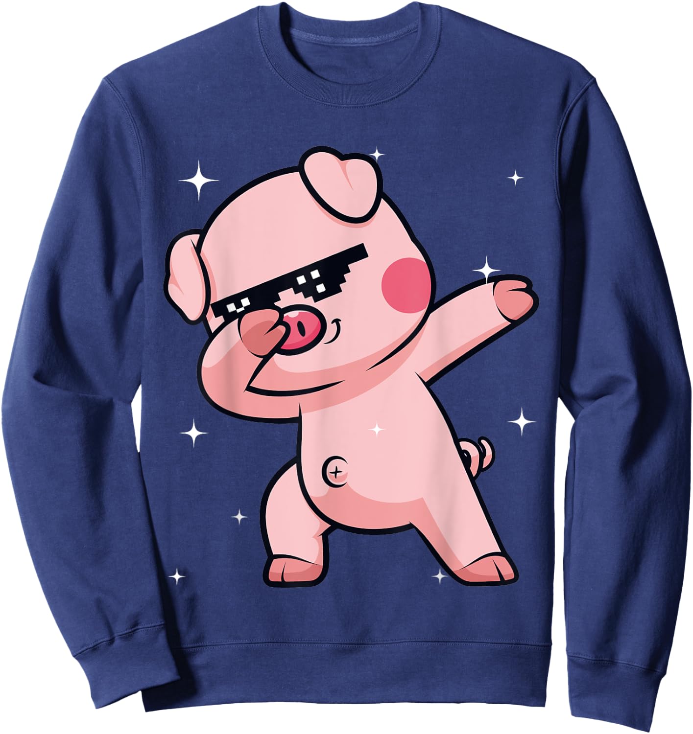 Men Women Kids Funny Pig Dabbing Animals Wildlife Parties Sweatshirt - Sweatshirt | Navy