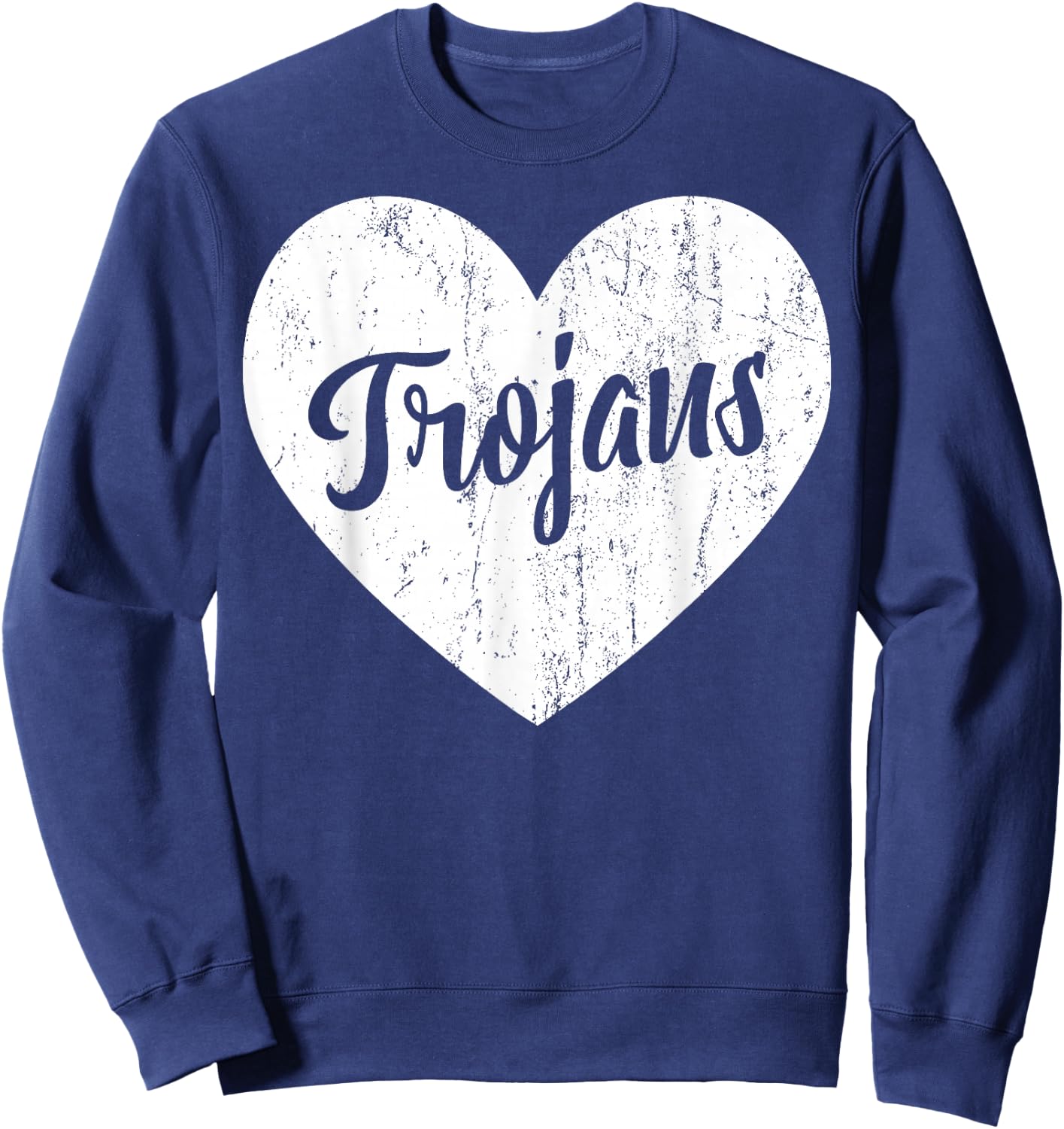 Trojans School Sports Fan Team Spirit Mascot Cute Heart Gift Sweatshirt - Sweatshirt | Navy