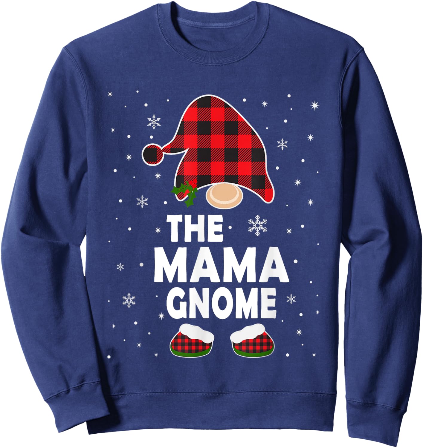 Mama Gnome Buffalo Plaid Matching Family Christmas Pajama Sweatshirt - Sweatshirt | Navy
