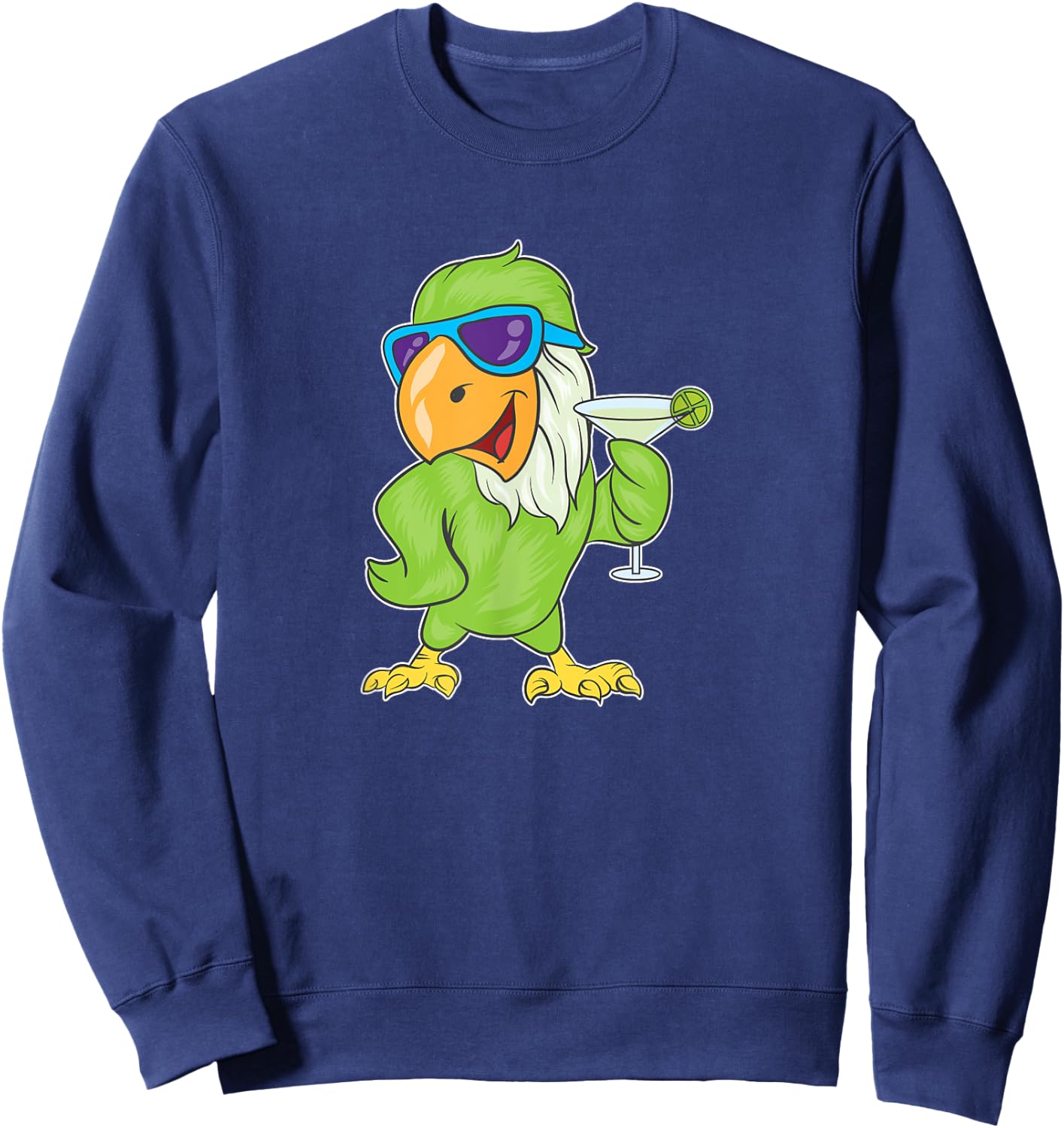 Parrots Tropical Drinking Margaritas Sweatshirt - Sweatshirt | Navy