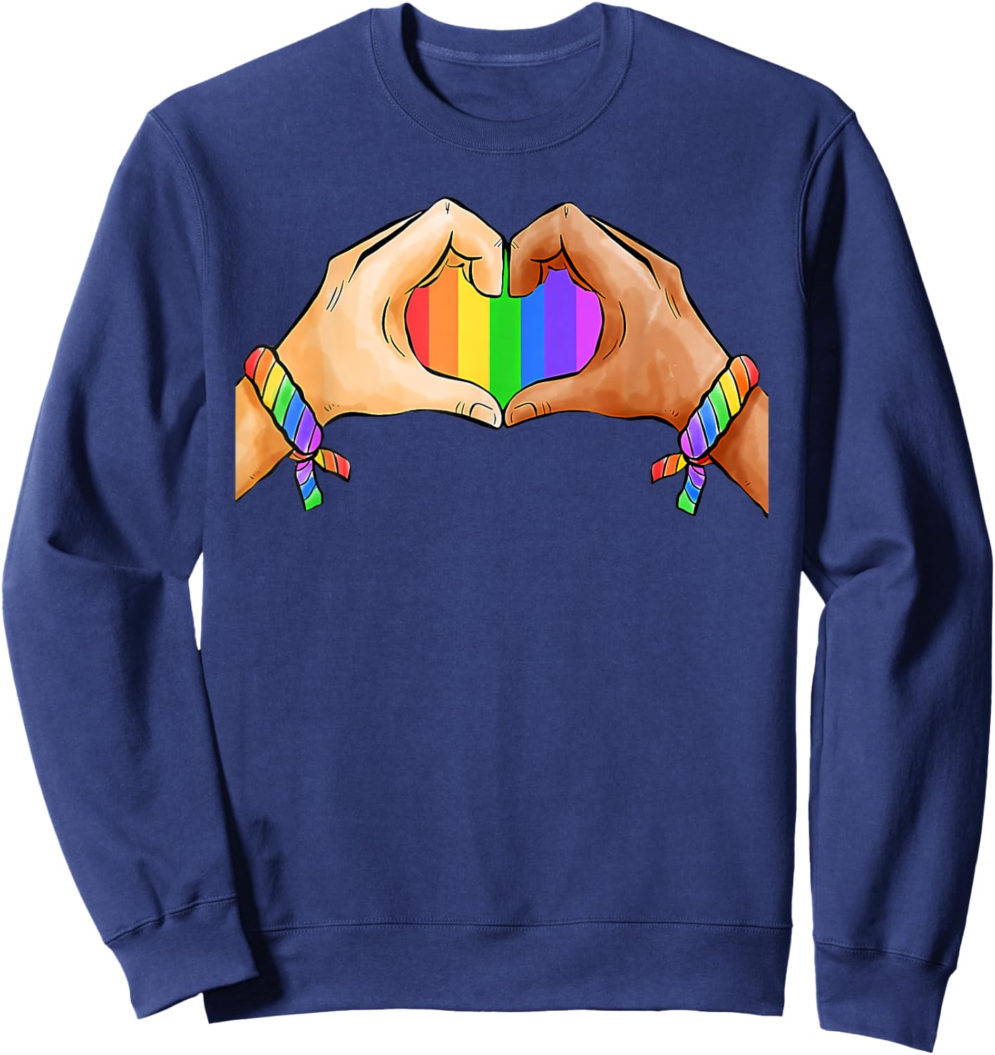 Gay Pride Clothing LGBT Rainbow Flag Heart Unity Sweatshirt - Sweatshirt | Navy